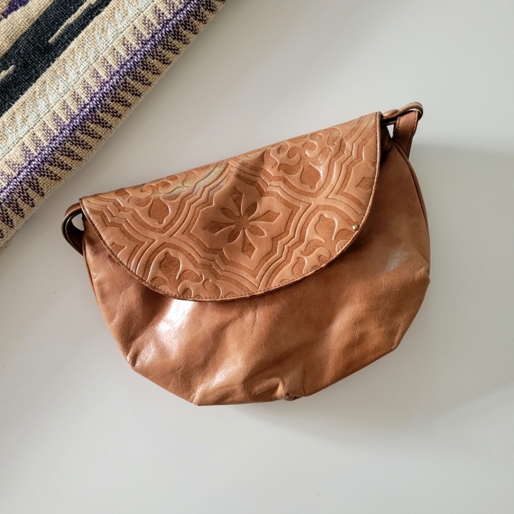HOBO Tan Embossed Leather Hobo Bag